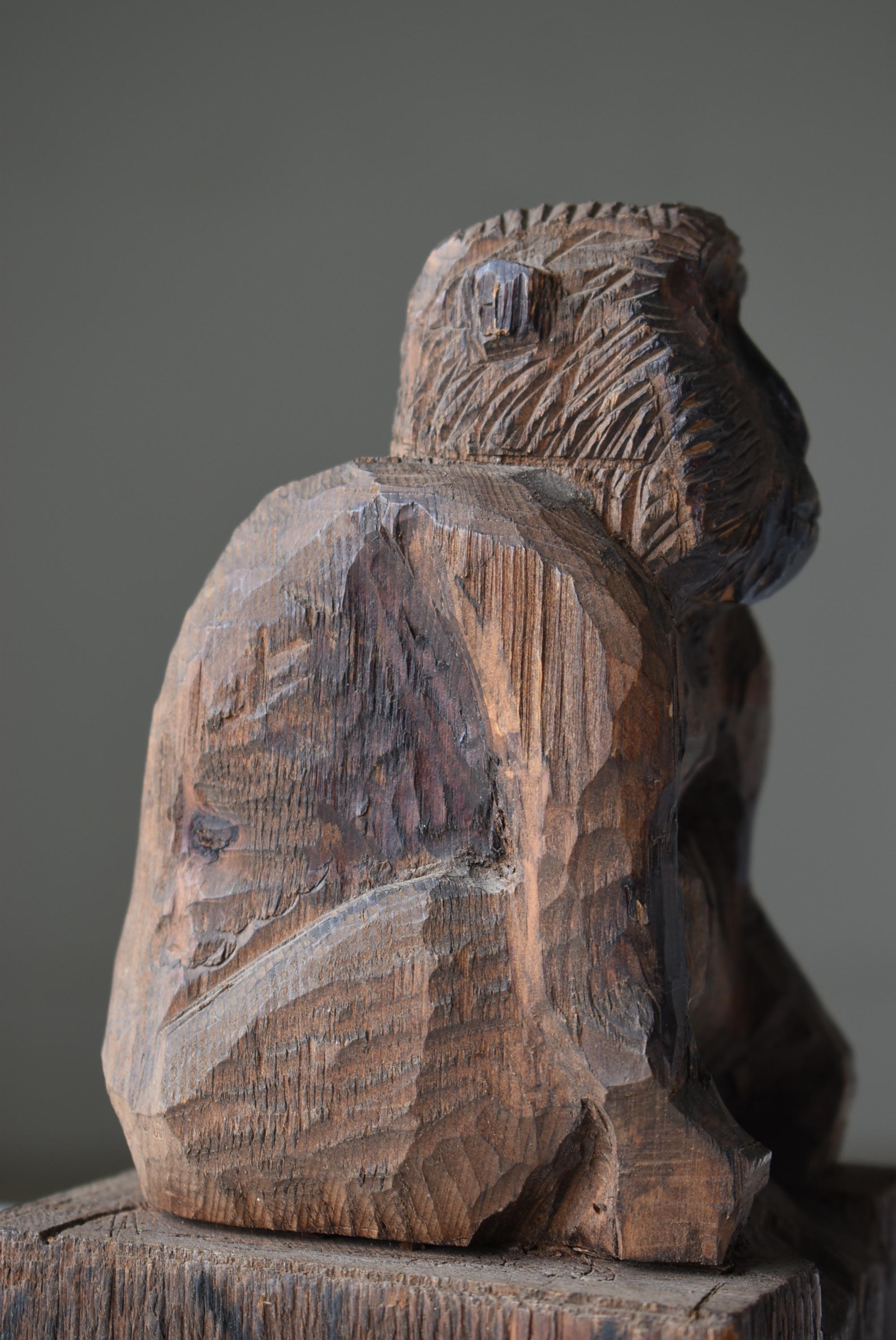 Japanese Antique Wood Carving Monkey 1920s-1940s / Sculpture Wabi Sabi 2
