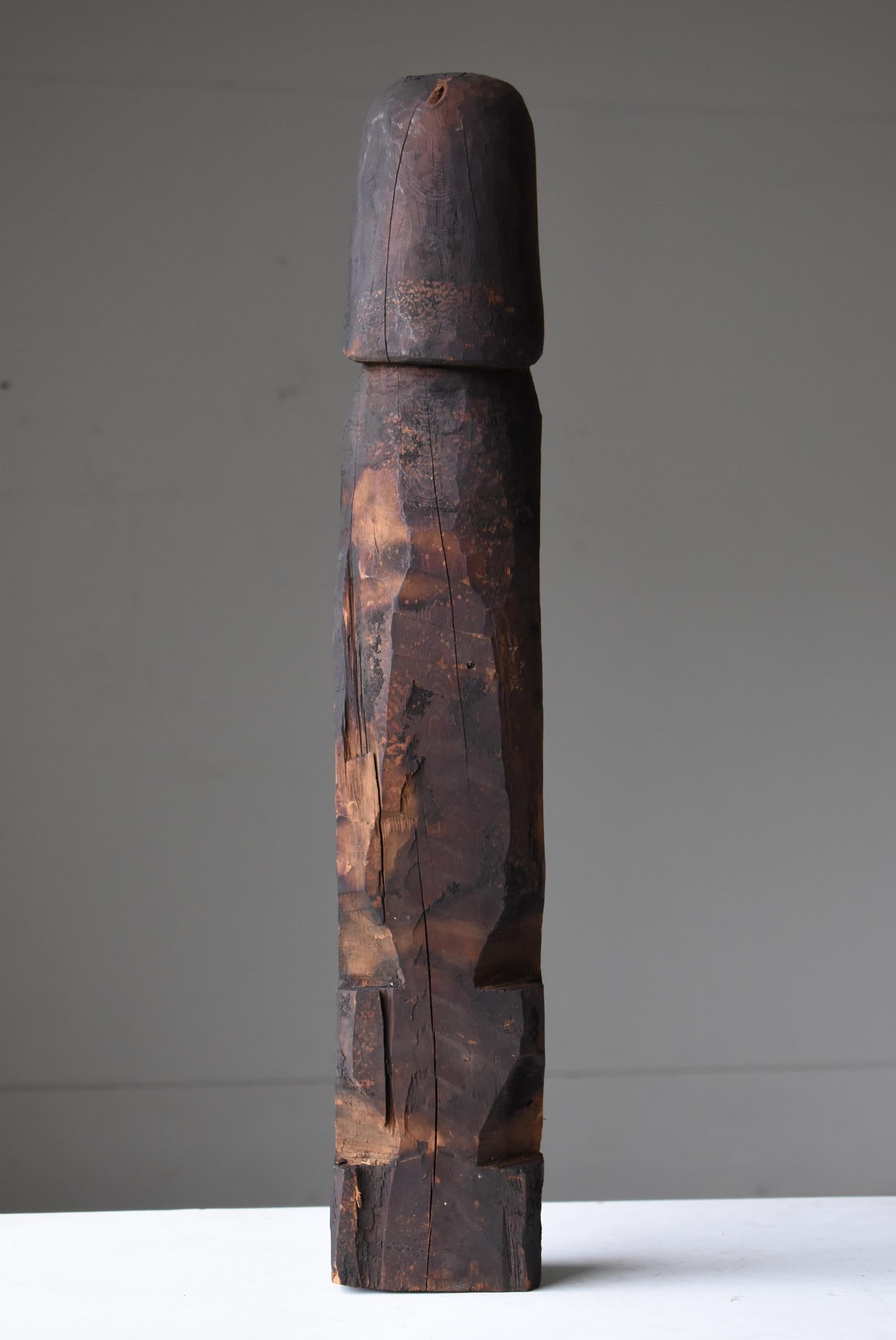 Japanned Japanese Antique Wood Carving Penis 1800s-1860s / Figurine Wabi Sabi Mingei