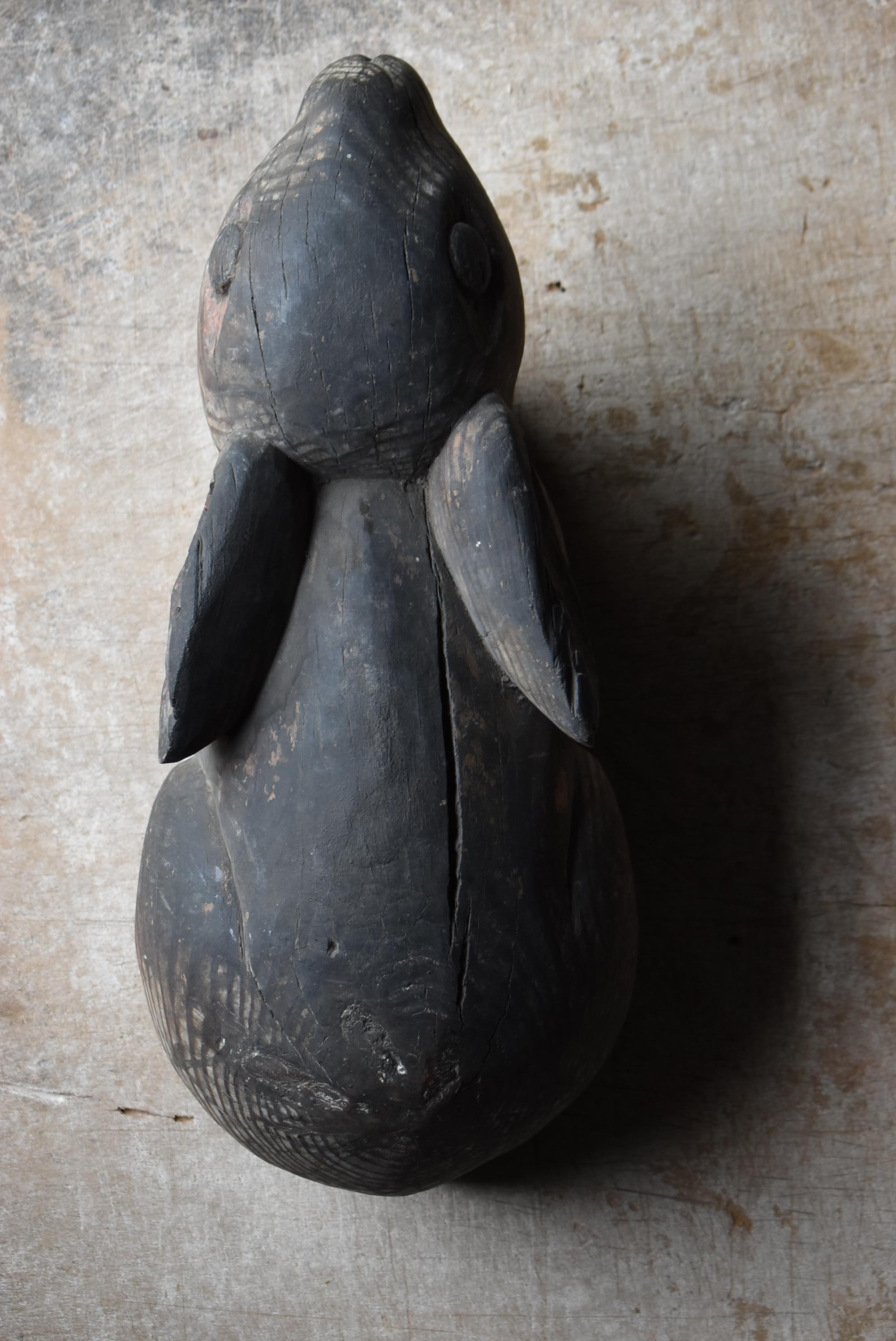 Antico coniglio giapponese in legno 1800-1860 / Scultura Figurina Wabi Sabi in vendita 6