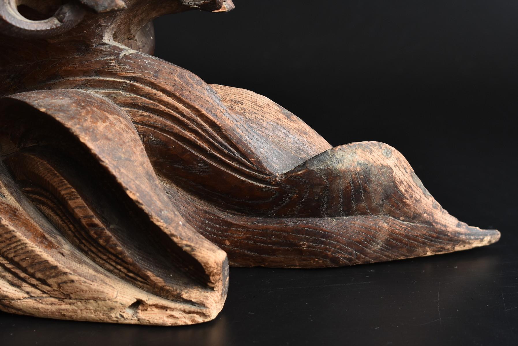 Japanese Antique Wood Carving Wavy Figurine / Incense Burner / Decoration Stand 4