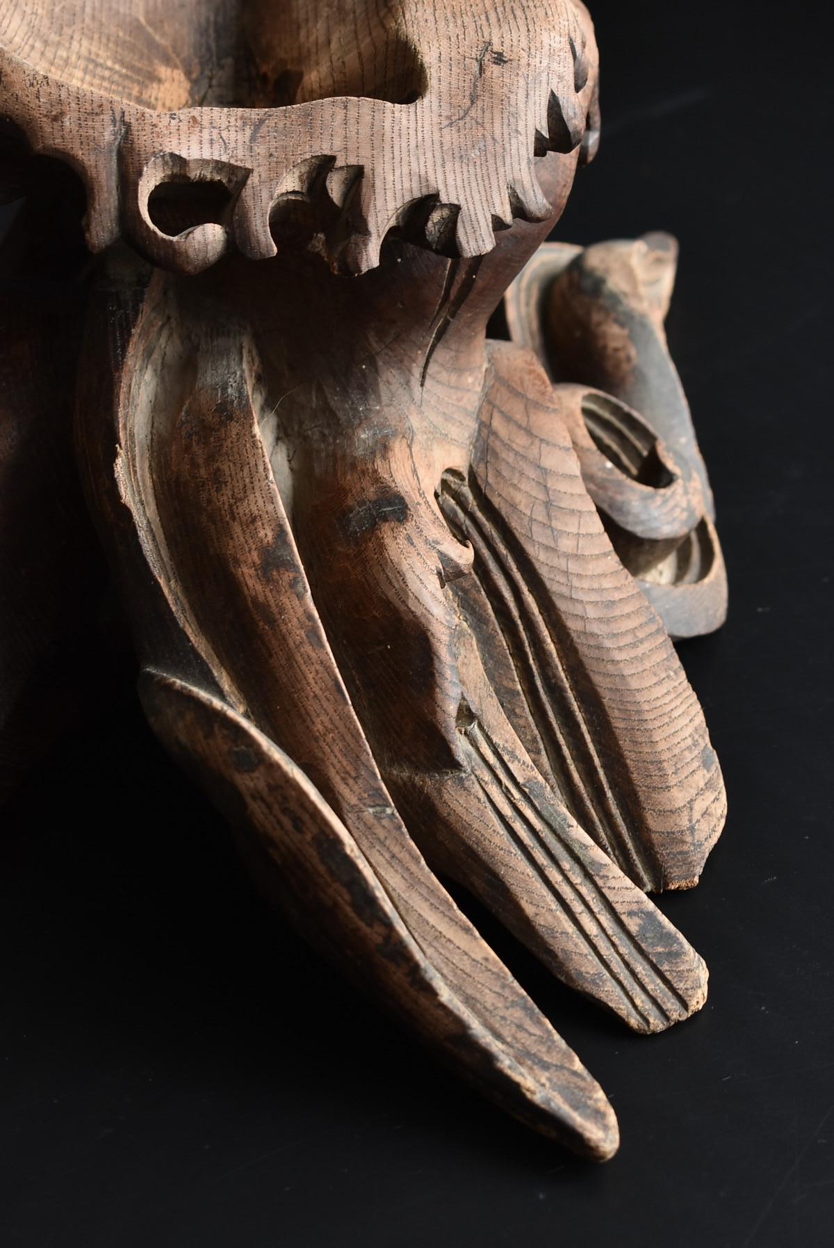 Japanese Antique Wood Carving Wavy Figurine / Incense Burner / Decoration Stand 1