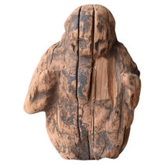 Scultura antica giapponese in Wood「Daikokuten」1860s-1900s / Figurina Mingei Wabisabi