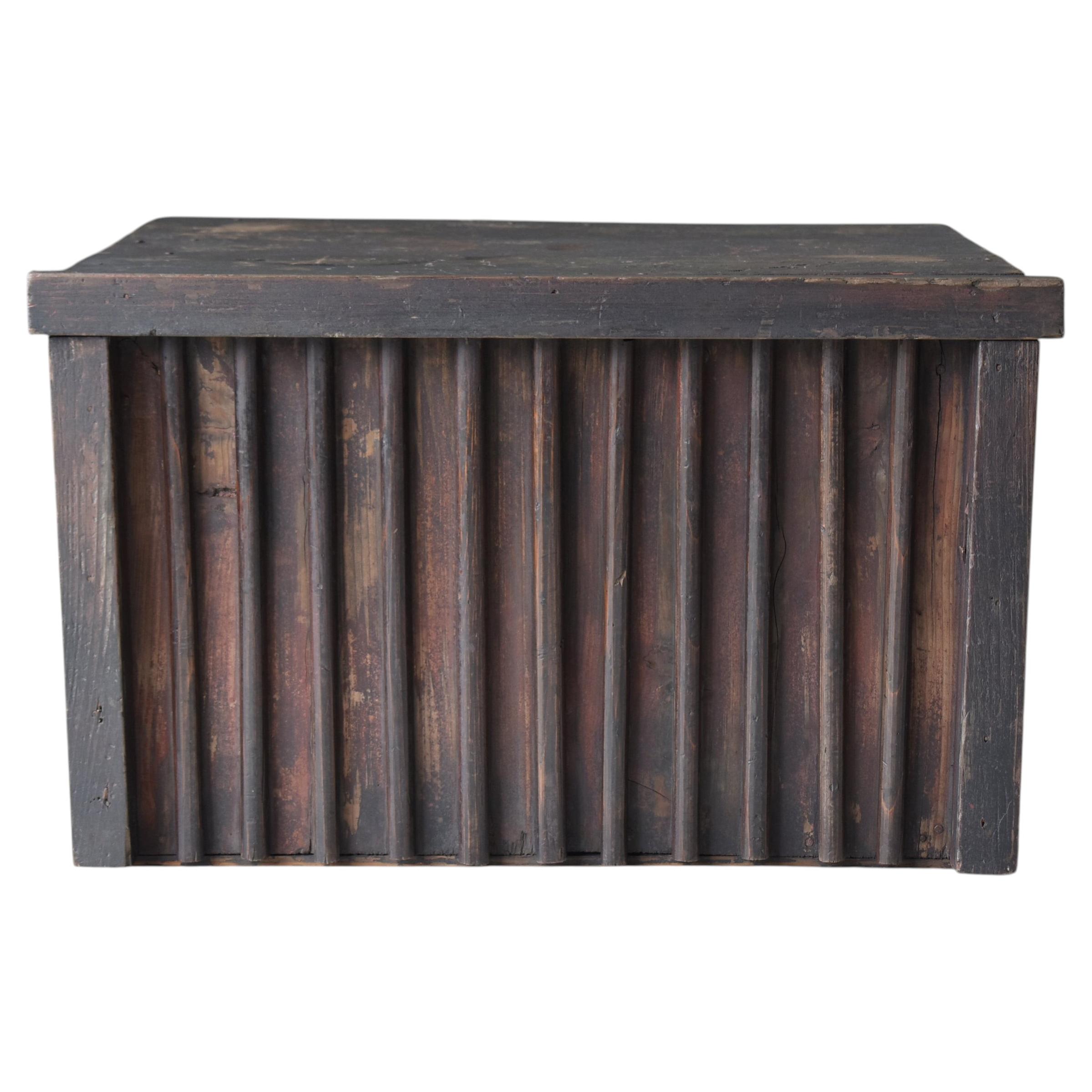 Japanese Antique Wood Pedestal 1900s-1940s / Display Stand Side Table Wabi Sabi