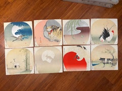 Japanese Antique Woodblock Animals Eight Prints Collection Immediately Frameable