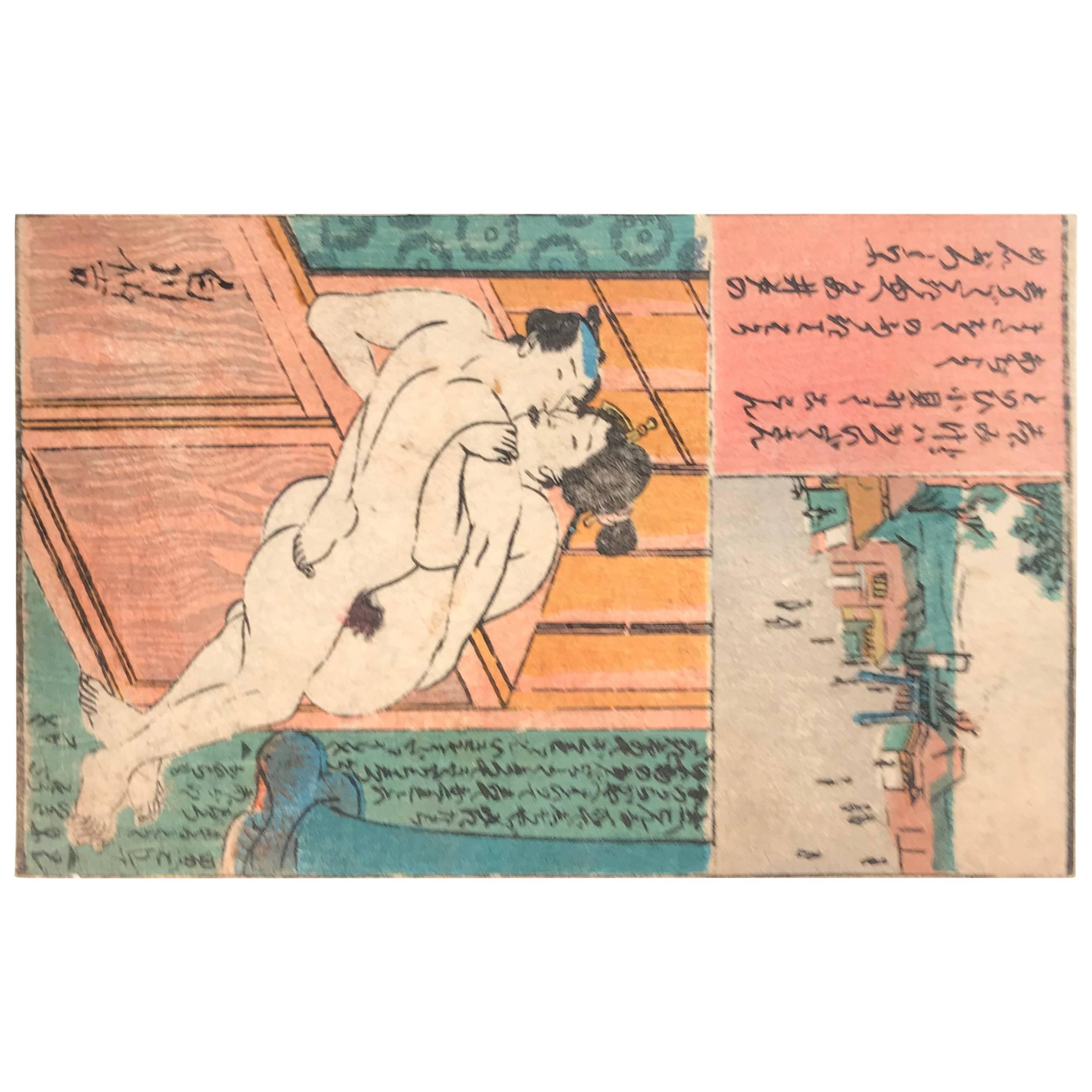 Japanese Antique Woodblock Print Album Erotic Couples Shunga Art, 11 Prints