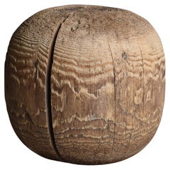Japanese Antique Wooden Ball Stool 1900s-1940s / Side Chair Wabisabi