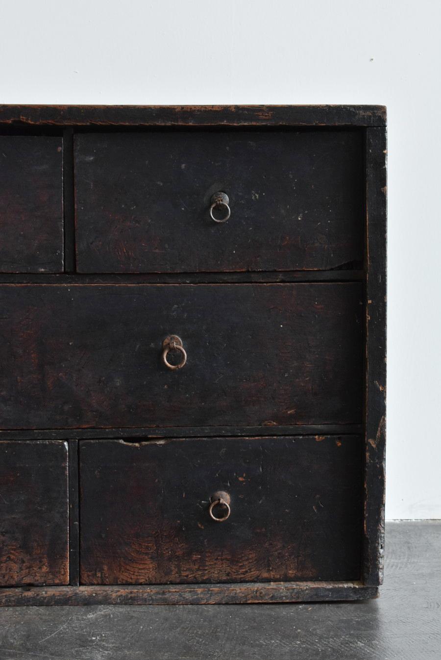 Japanese antique wooden black drawer/1800-1912/edo-meiji/wabisabi drawer 3