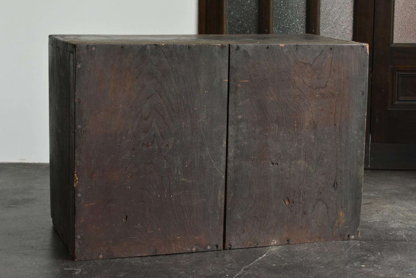 Japanese antique wooden black drawer/1800-1912/edo-meiji/wabisabi drawer 7
