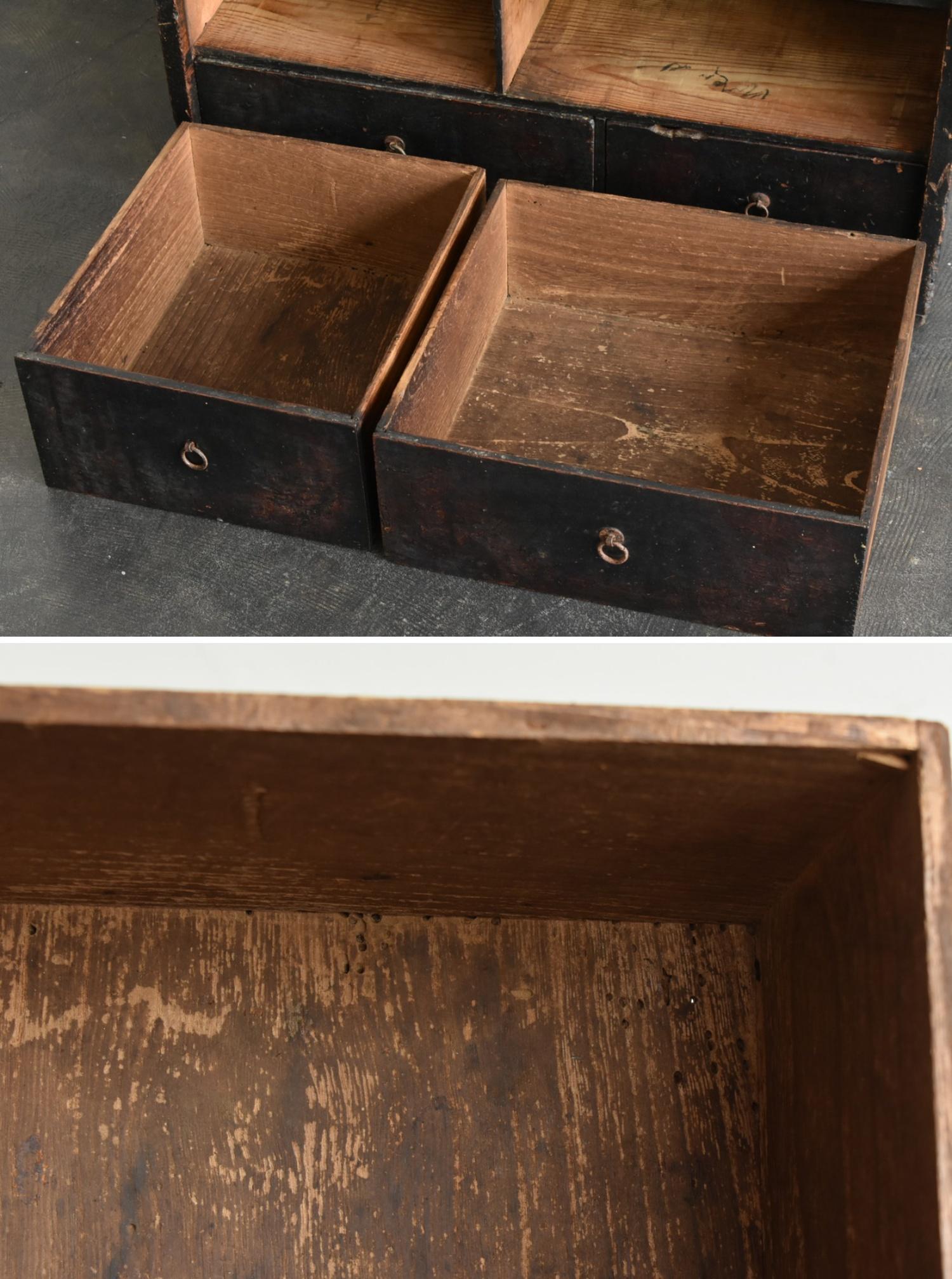 Japanese antique wooden black drawer/1800-1912/edo-meiji/wabisabi drawer 10