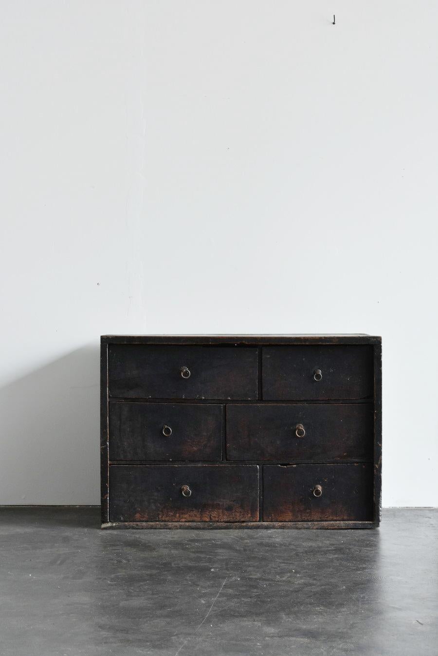 Edo Japanese antique wooden black drawer/1800-1912/edo-meiji/wabisabi drawer