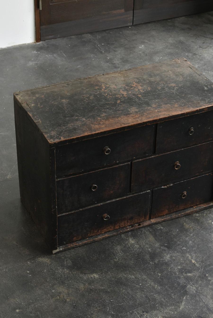 Woodwork Japanese antique wooden black drawer/1800-1912/edo-meiji/wabisabi drawer