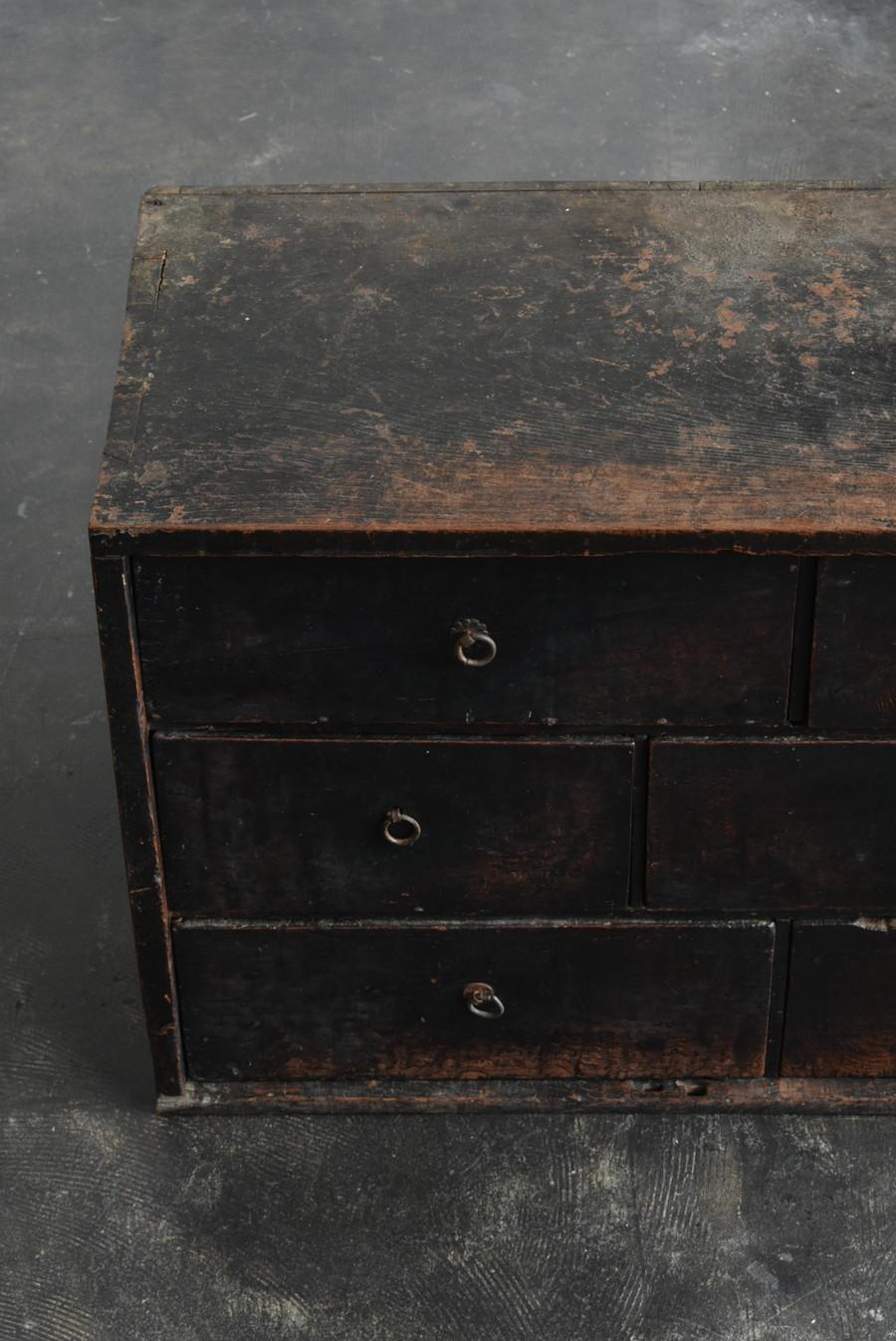 Wood Japanese antique wooden black drawer/1800-1912/edo-meiji/wabisabi drawer