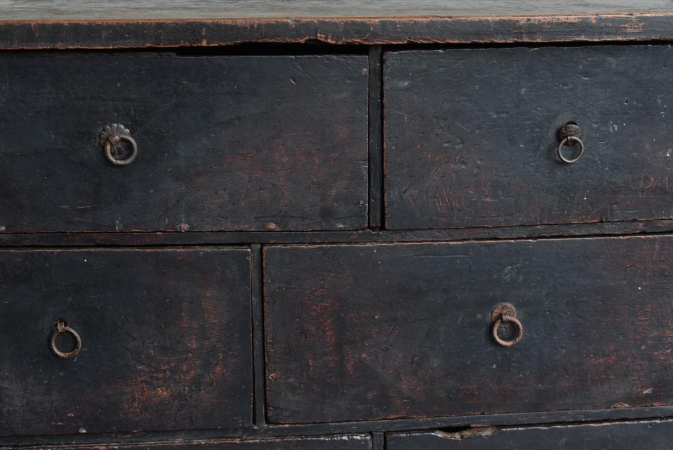 Japanese antique wooden black drawer/1800-1912/edo-meiji/wabisabi drawer 2