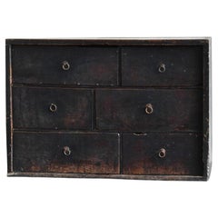 Japanese antique wooden black drawer/1800-1912/edo-meiji/wabisabi drawer