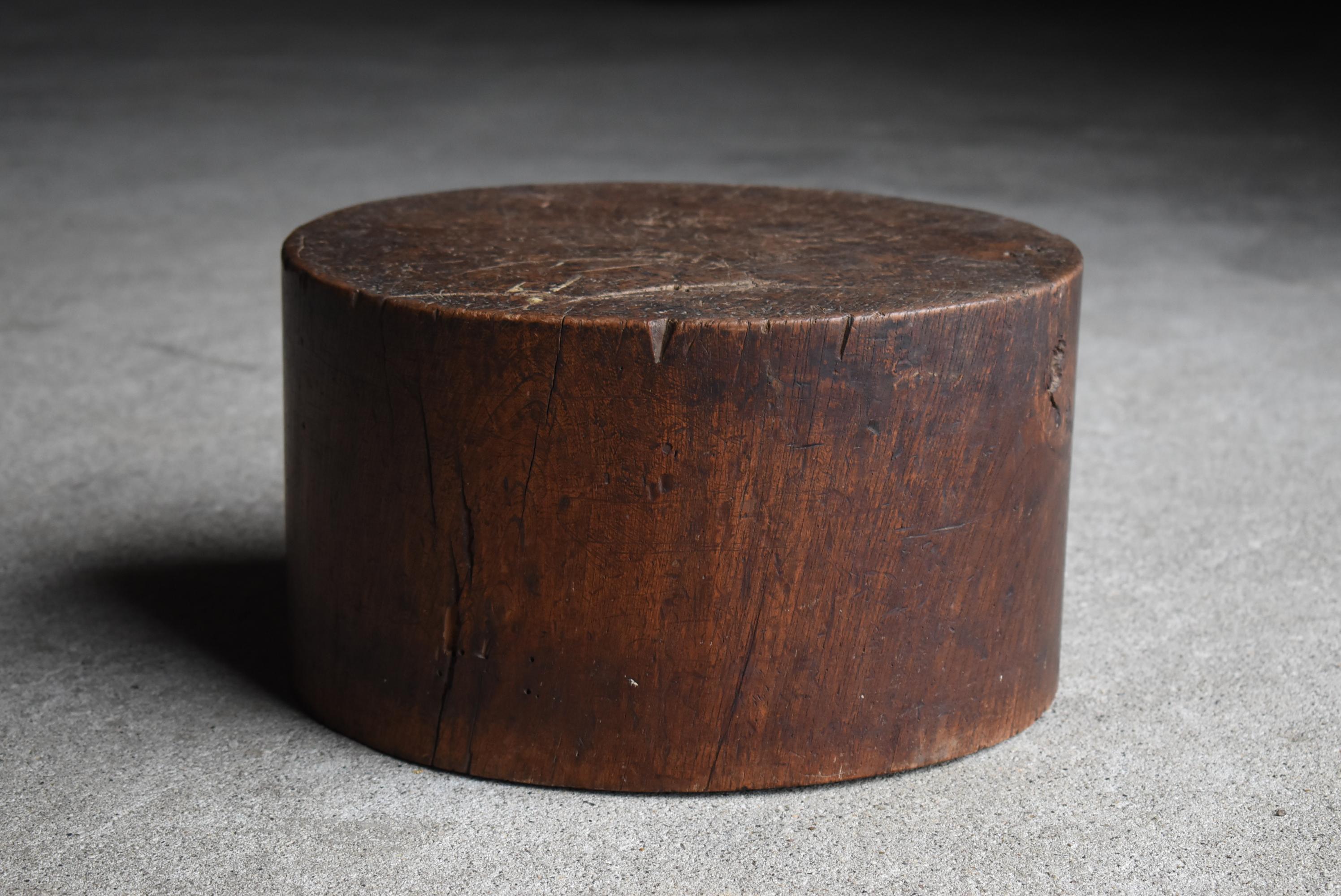 Japanese Antique Wooden Block Stool 1860s-1900s / Primitive Wabi Sabi Wood Chair 6