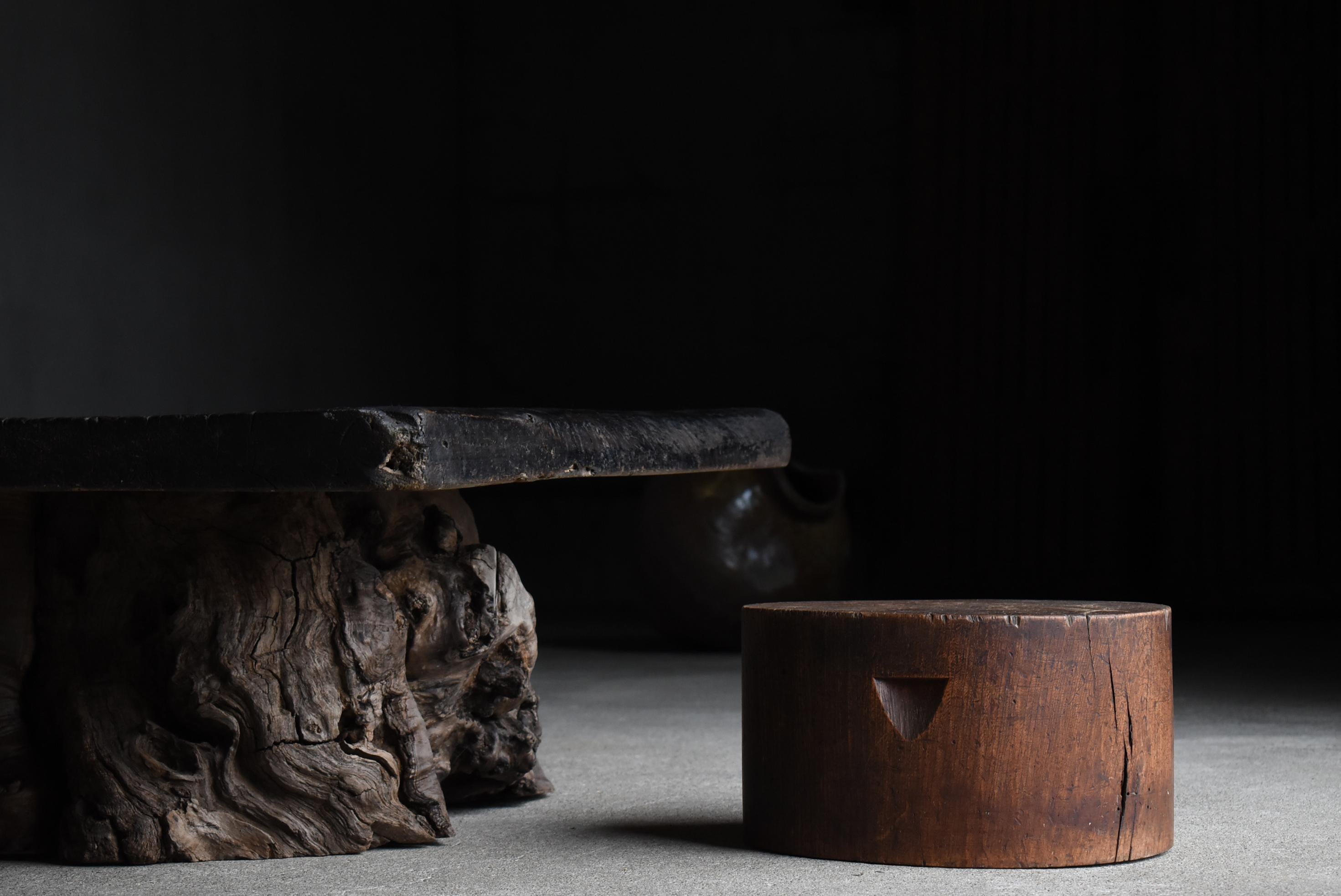 Meiji Japanese Antique Wooden Block Stool 1860s-1900s / Primitive Wabi Sabi Wood Chair