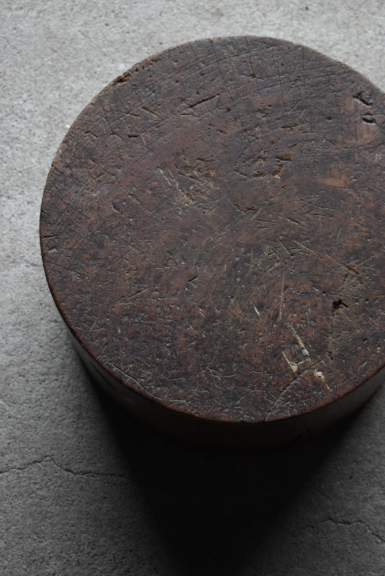 Japanese Antique Wooden Block Stool 1860s1900s / Primitive Wabi Sabi