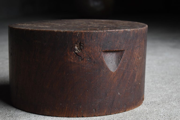 Japanese Antique Wooden Block Stool 1860s1900s / Primitive Wabi Sabi