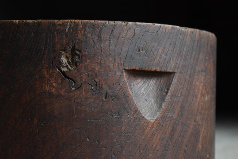 Japanese Antique Wooden Block Stool 1860s1900s / Primitive Wabi Sabi