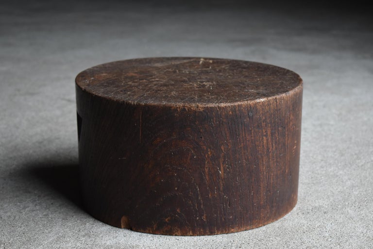 Japanese Antique Wooden Block Stool 1860s1900s / Primitive Wabi Sabi