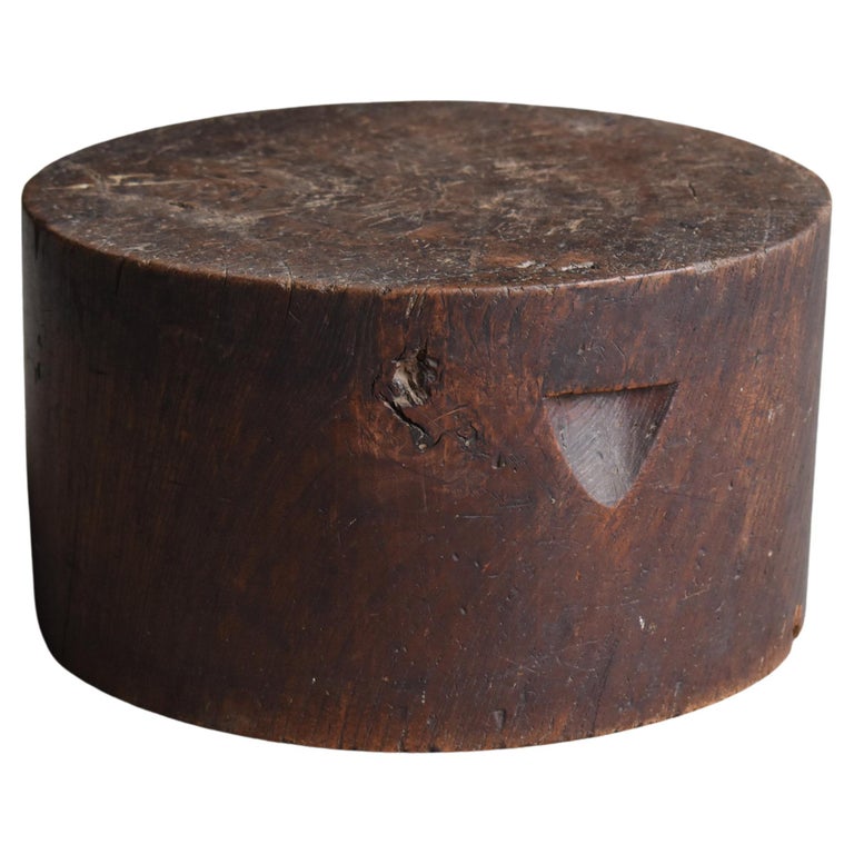 Japanese Antique Wooden Block Stool 1860s1900s / Primitive Wabi Sabi