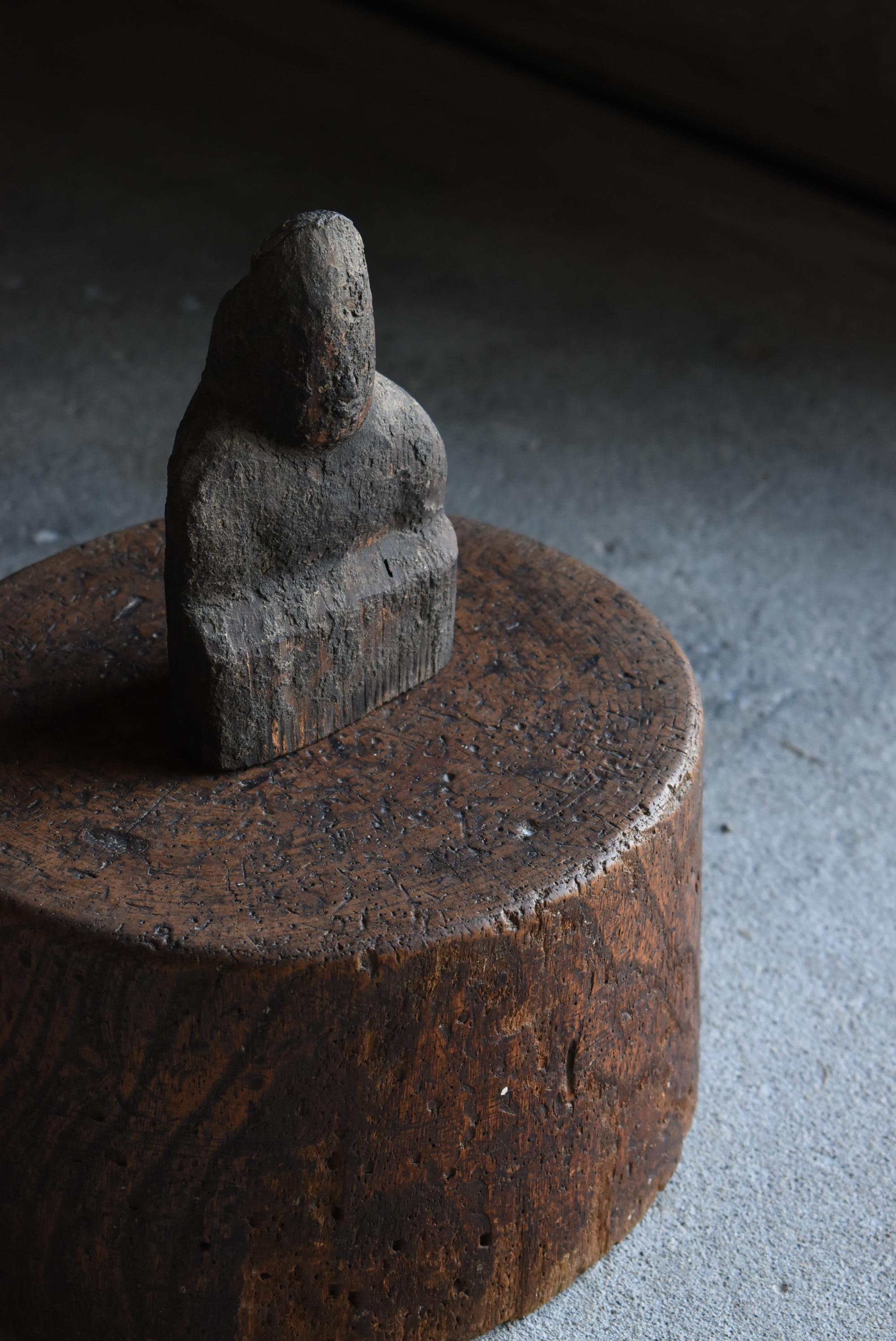 Japanese Antique Wooden Block Stool 1860s-1900s / Wabi Sabi Wood Chair Primitive 7