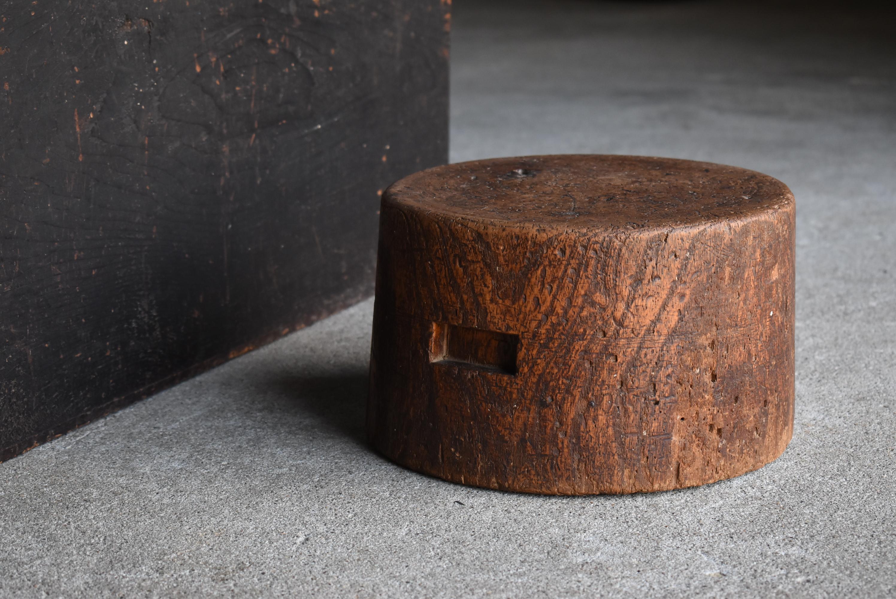 Meiji Japanese Antique Wooden Block Stool 1860s-1900s / Wabi Sabi Wood Chair Primitive