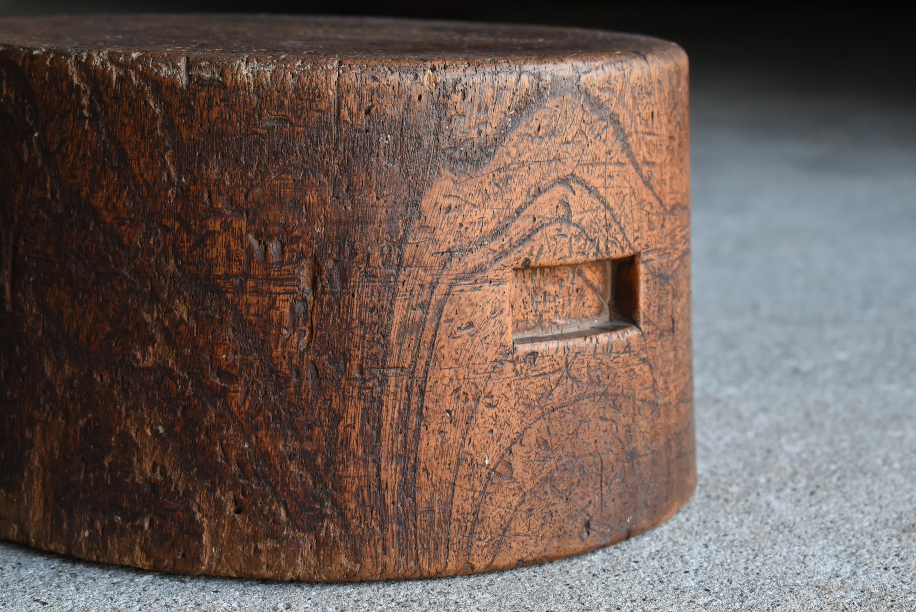 Japanese Antique Wooden Block Stool 1860s-1900s / Wabi Sabi Wood Chair Primitive 1
