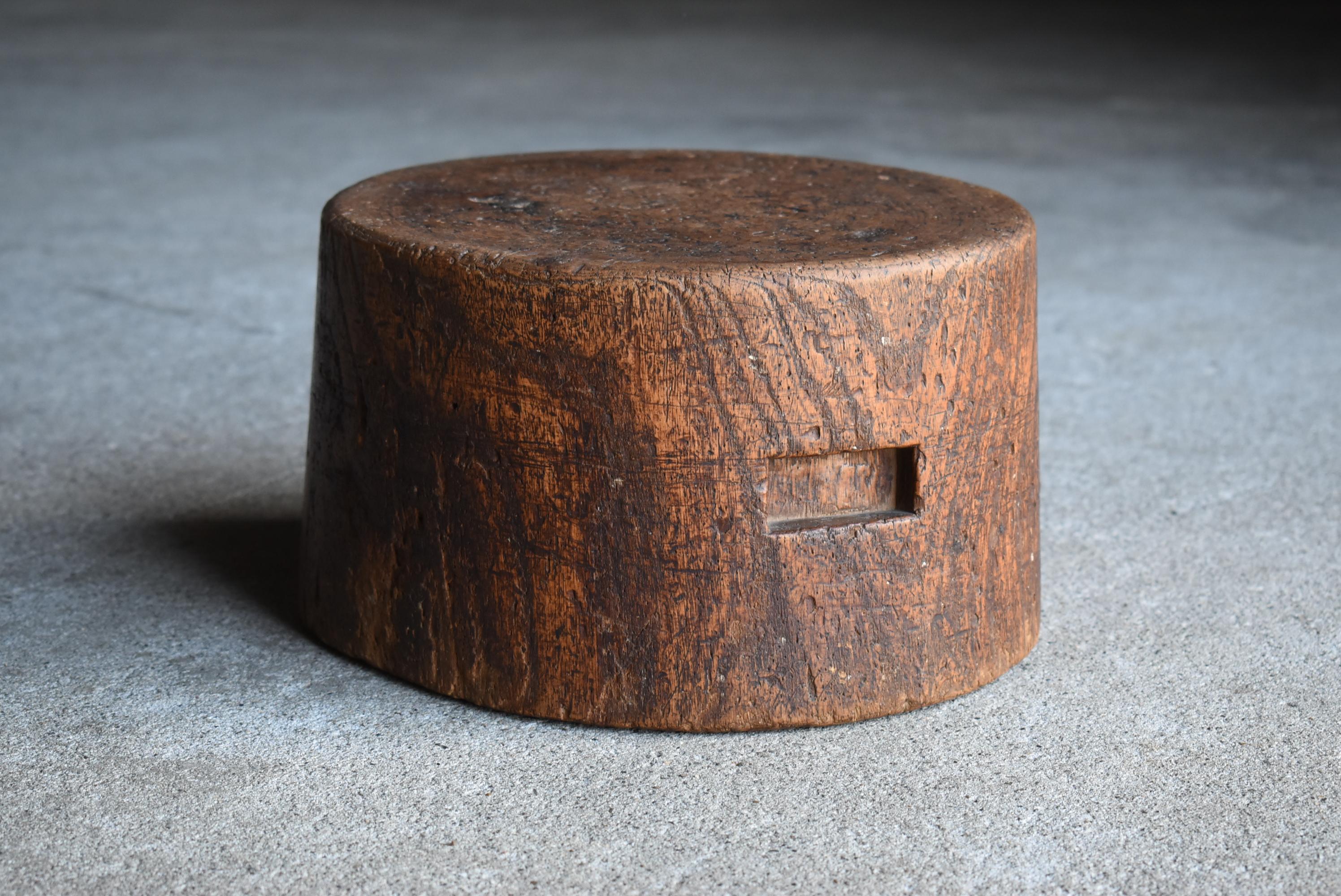 Japanese Antique Wooden Block Stool 1860s-1900s / Wabi Sabi Wood Chair Primitive 3