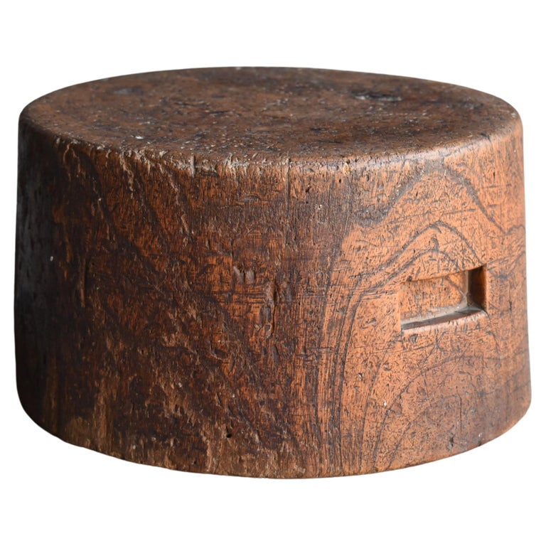 Japanese Antique Wooden Block Stool 1860s1900s / Wabi Sabi Wood Chair