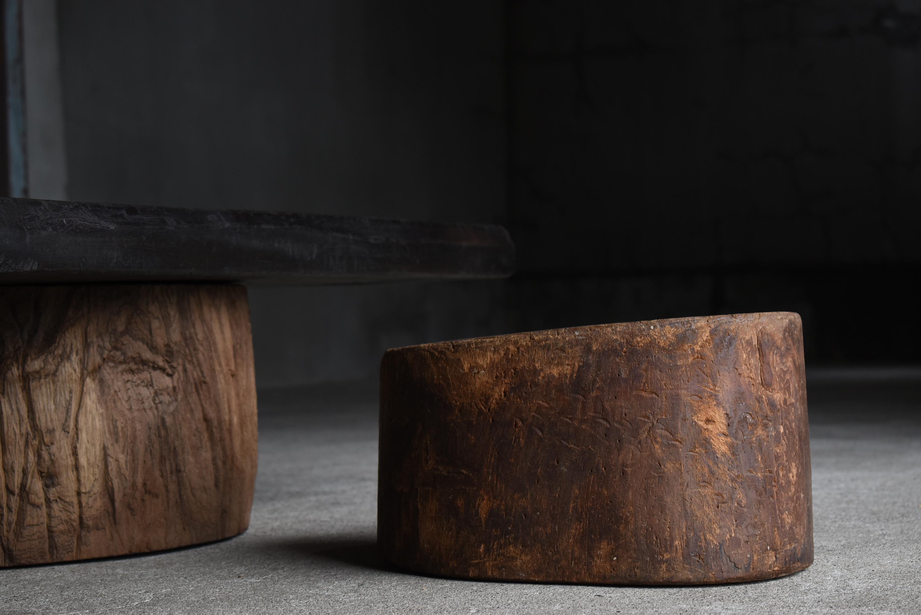 Japanese Antique Wooden Block Stool 1860s-1900s / Wabisabi Wood Chair Primitive 8