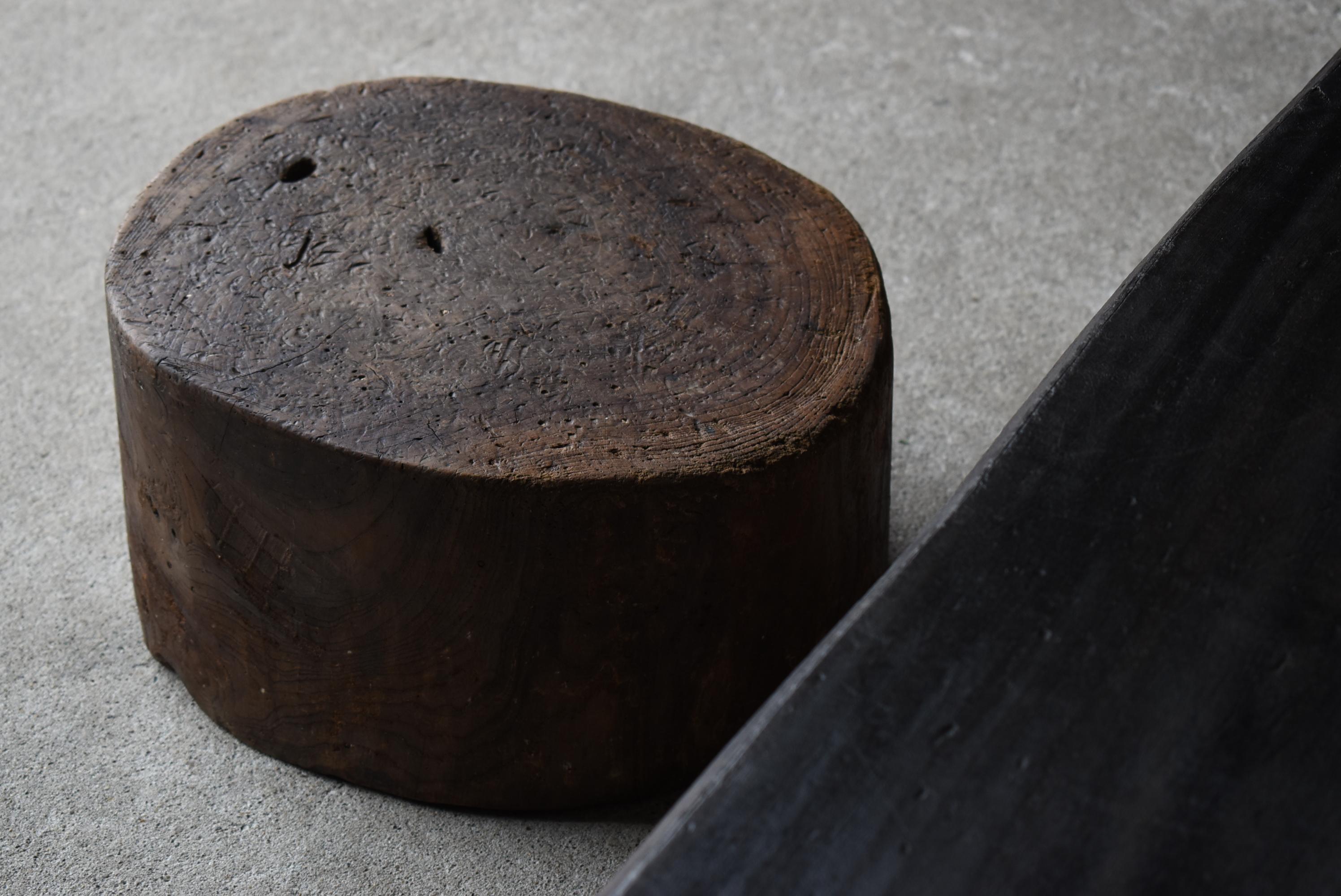 Japanese Antique Wooden Block Stool 1860s-1900s / Wabisabi Wood Chair Primitive 9