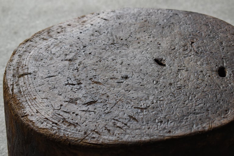 Japanese Antique Wooden Block Stool 1860s1900s / Wabisabi Wood Chair