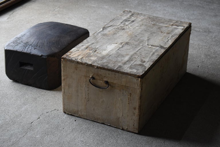 Japanese Antique Wooden Block Stool 1860s1900s / Wood Chair Primitive
