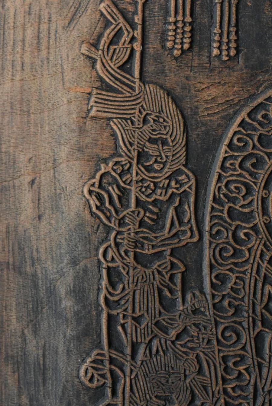 Bloques de madera antiguos japoneses/1800-1920/encantos de papel/arte budista en venta 5