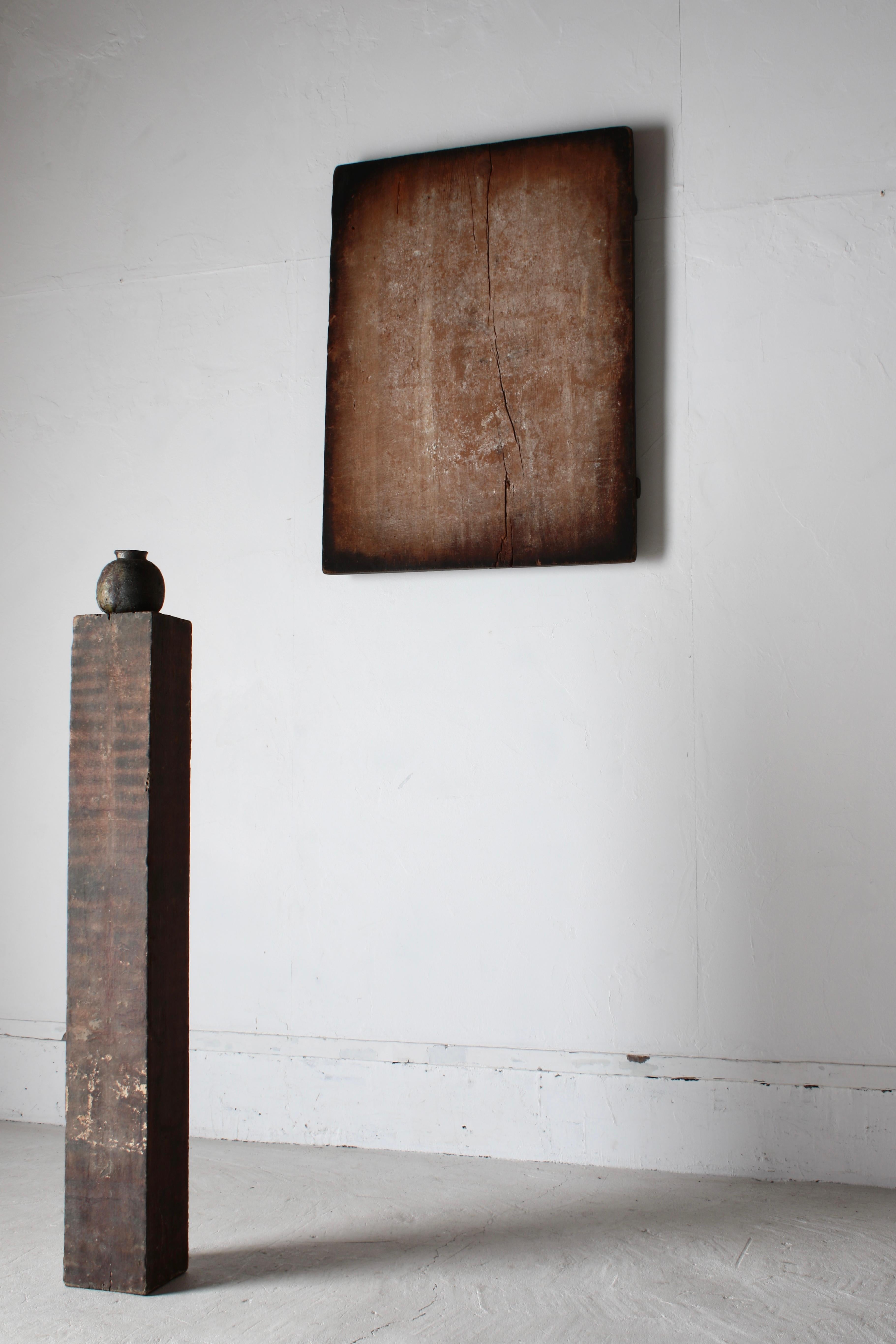 Woodwork Japanese Antique Wooden Board / Wall Decoration Abstract Art / Wabi-Sabi For Sale