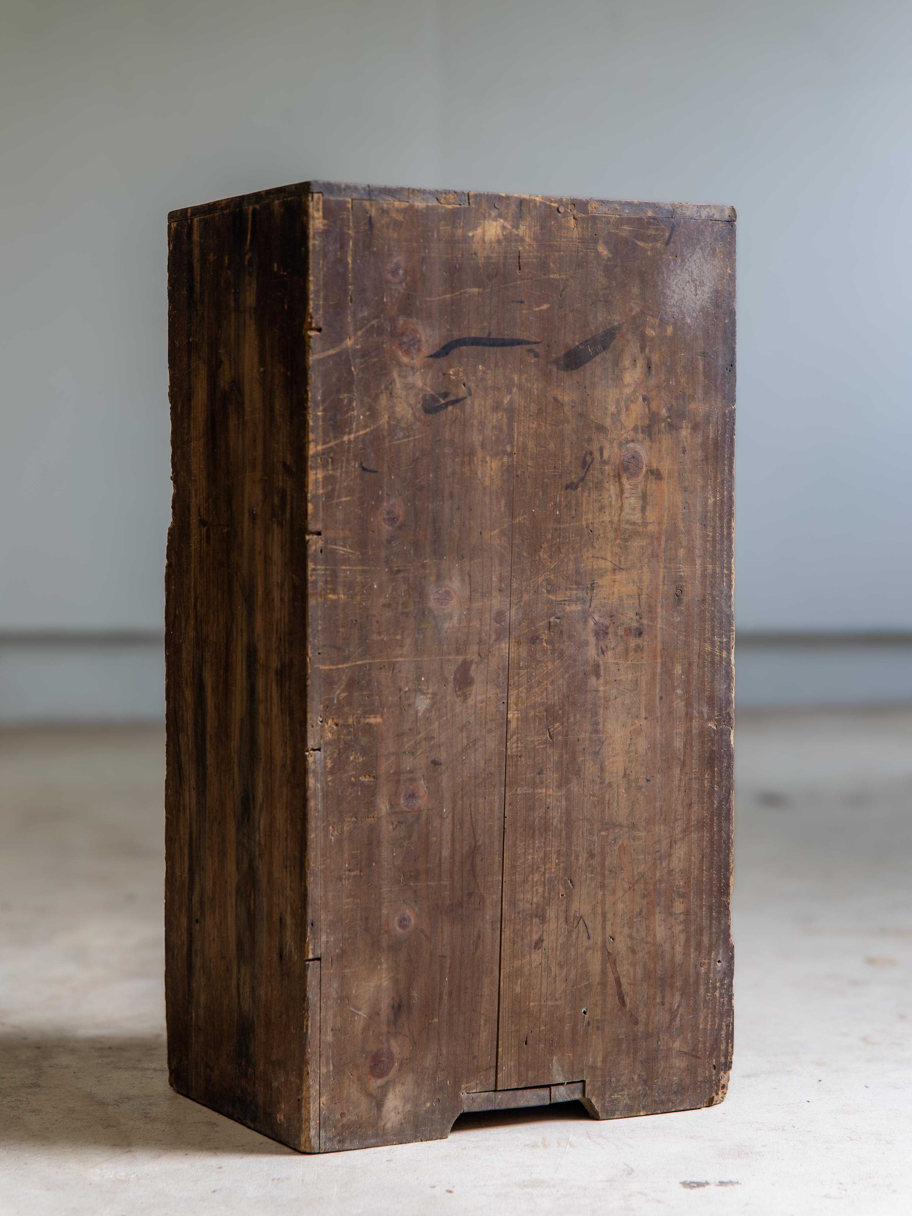 19th Century Japanese antique wooden bookcase 1898, Meiji era. wabi sabi small cabinet tansu For Sale