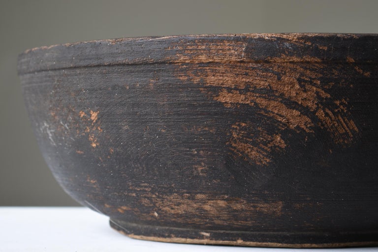 Meiji Japanese Antique Wooden Bowl 1860s-1900s/Mingei Wabisabi Primitive Object