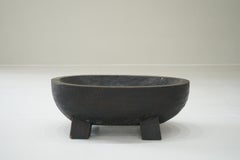 Japanese Antique Wooden Bowl, 1910s–1930s - Japandi Wabi-Sabi Primitive