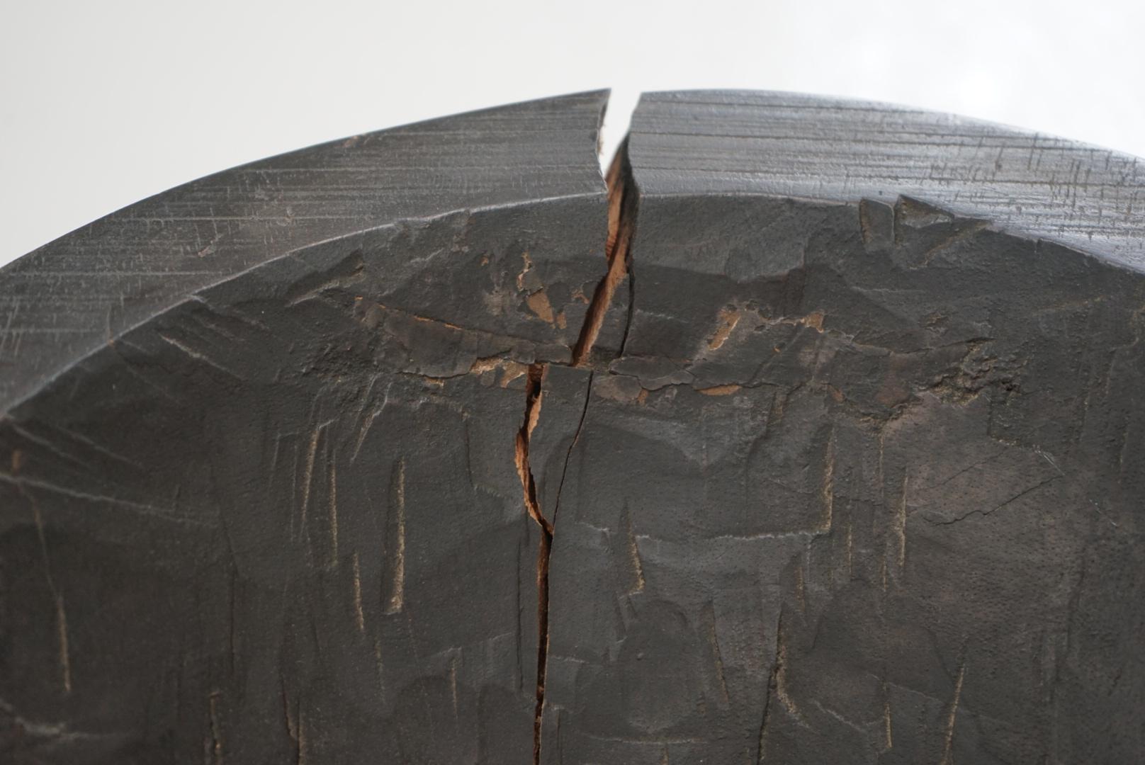 Japanese Antique Wooden Bowl 1910s-1930s Primitive Wabi-Sabi For Sale 1
