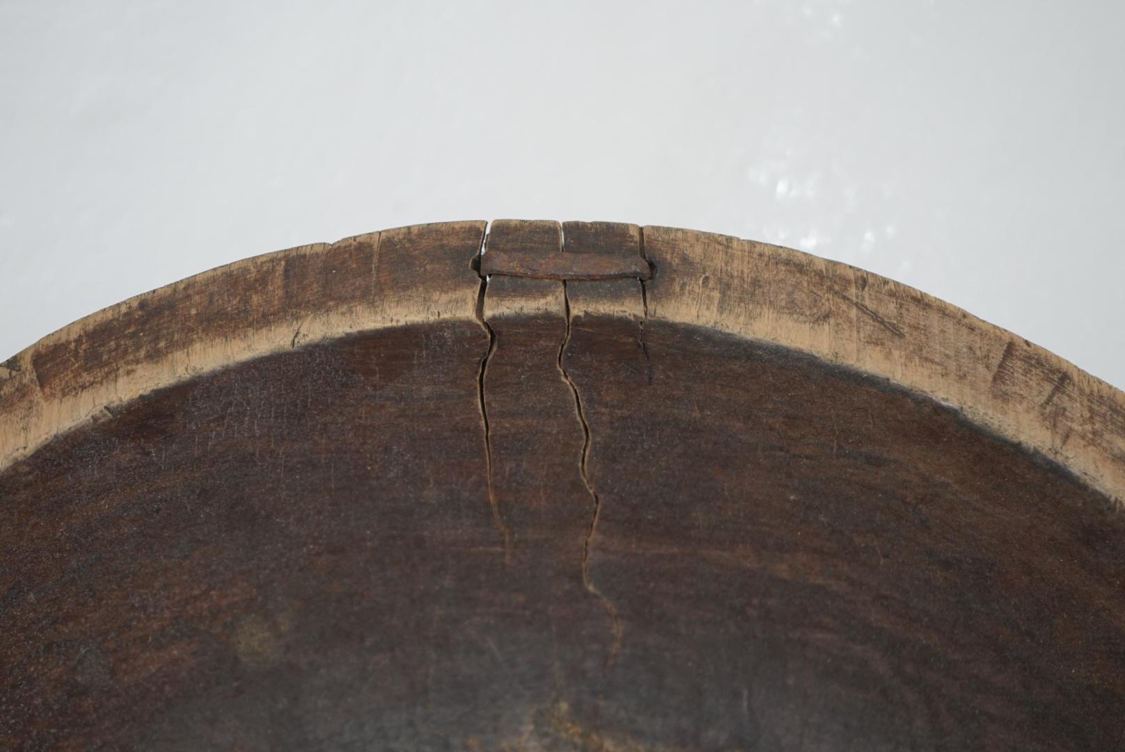 Japanese Antique Wooden Bowl 1910s-1940s Primitive Wabi-Sabi For Sale 1