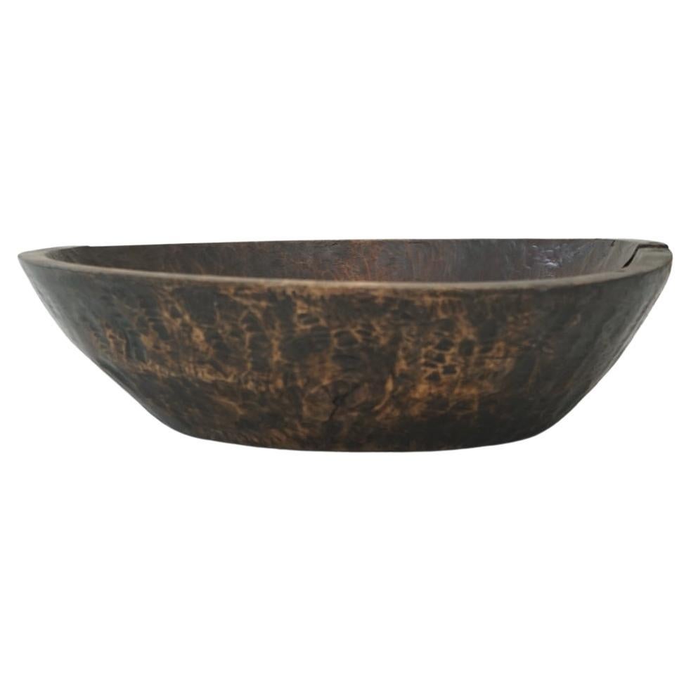 Japanese Antique Wooden Bowl 1910s-1940s Primitive Wabi-Sabi