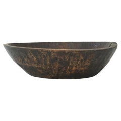 Cuenco de madera antiguo japonés 1910s-1940s Primitivo Wabi-Sabi