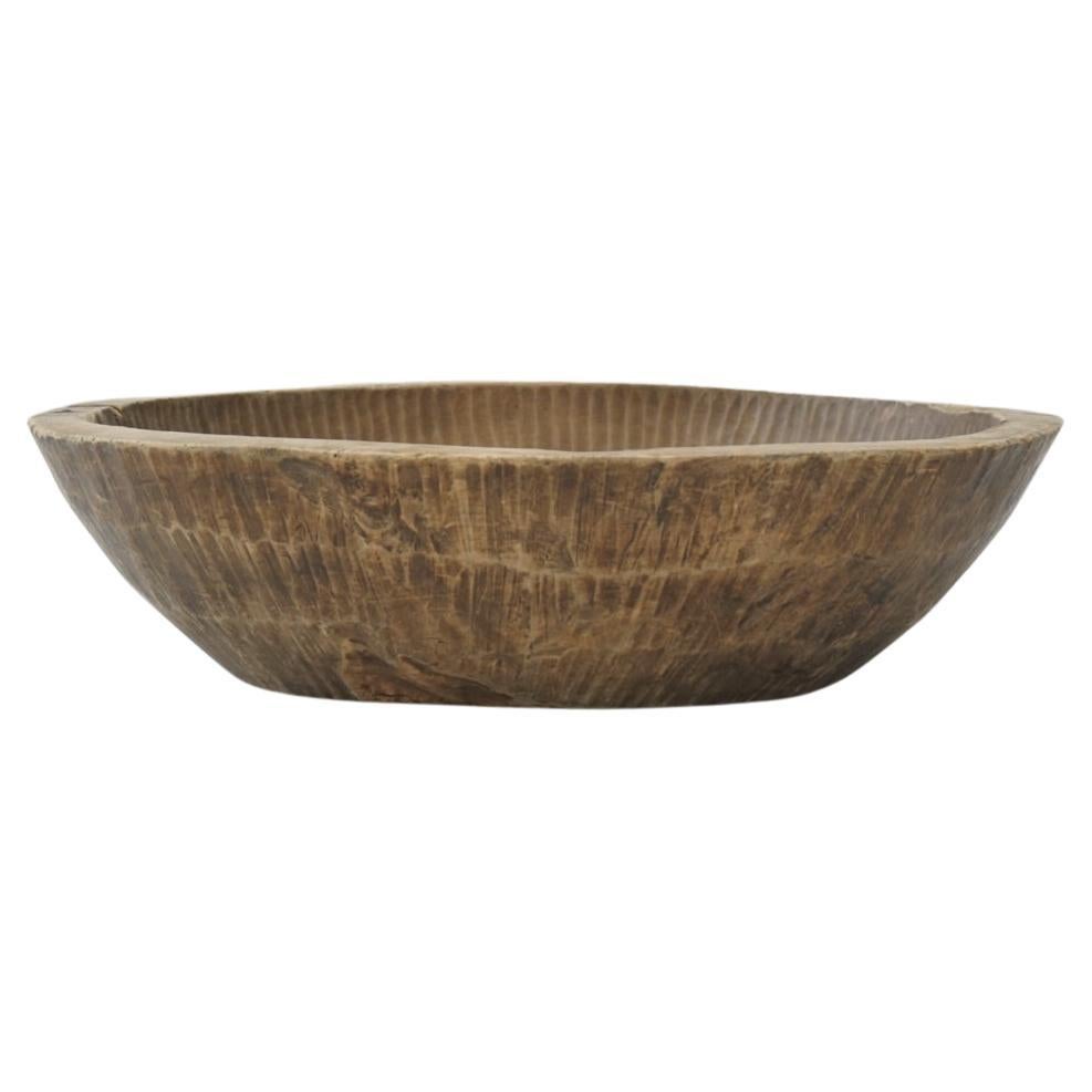 Japanese Antique Wooden Bowl 1910s-1940s Primitive Wabi-Sabi