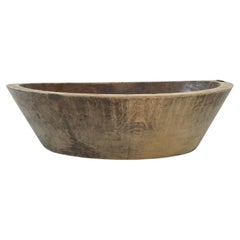 Cuenco de madera antiguo japonés 1910s-1940s Primitivo Wabi-Sabi
