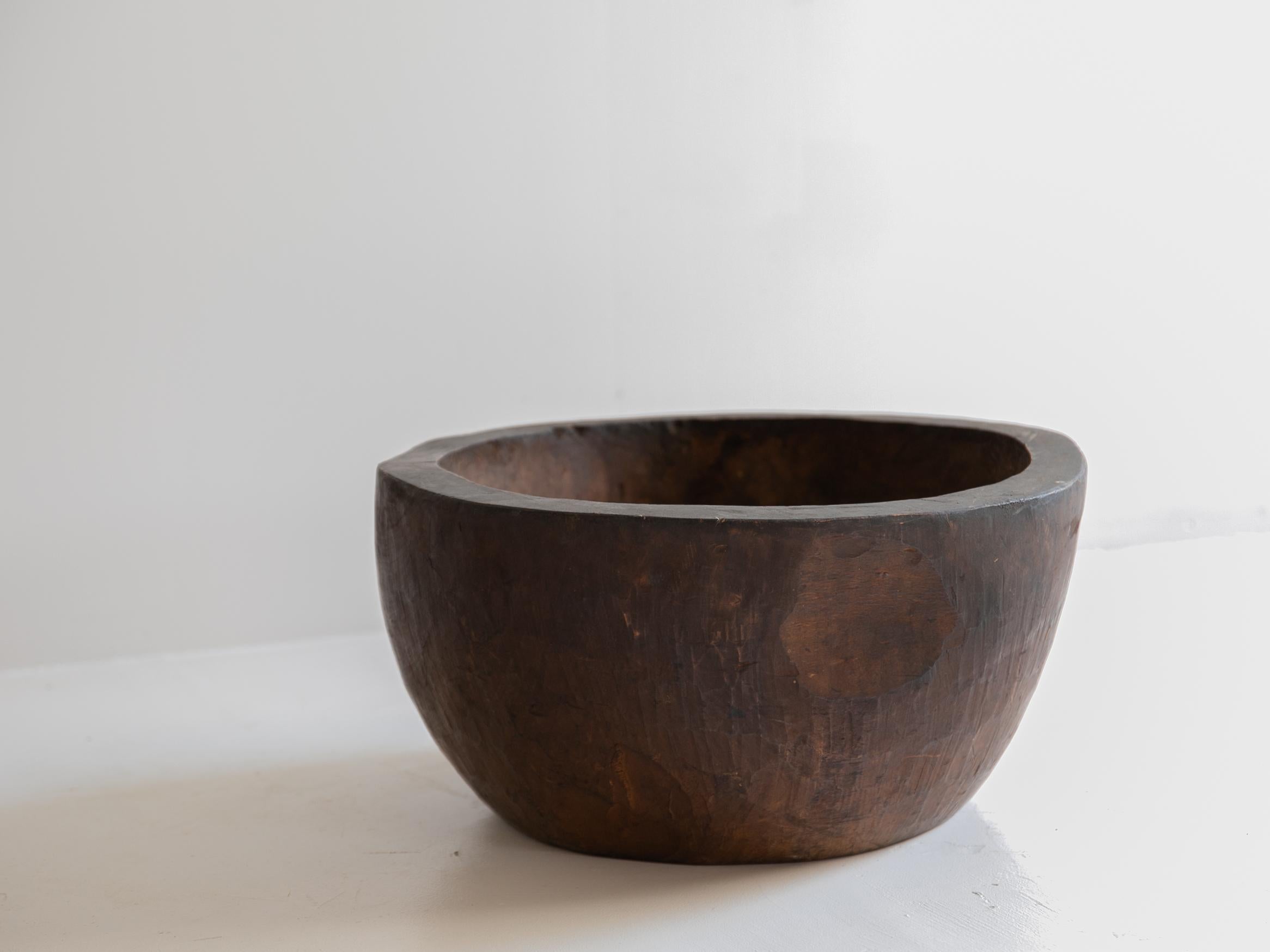 Wood Japanese antique wooden bowl/Late 19th Century/Wabi-Sabi  For Sale