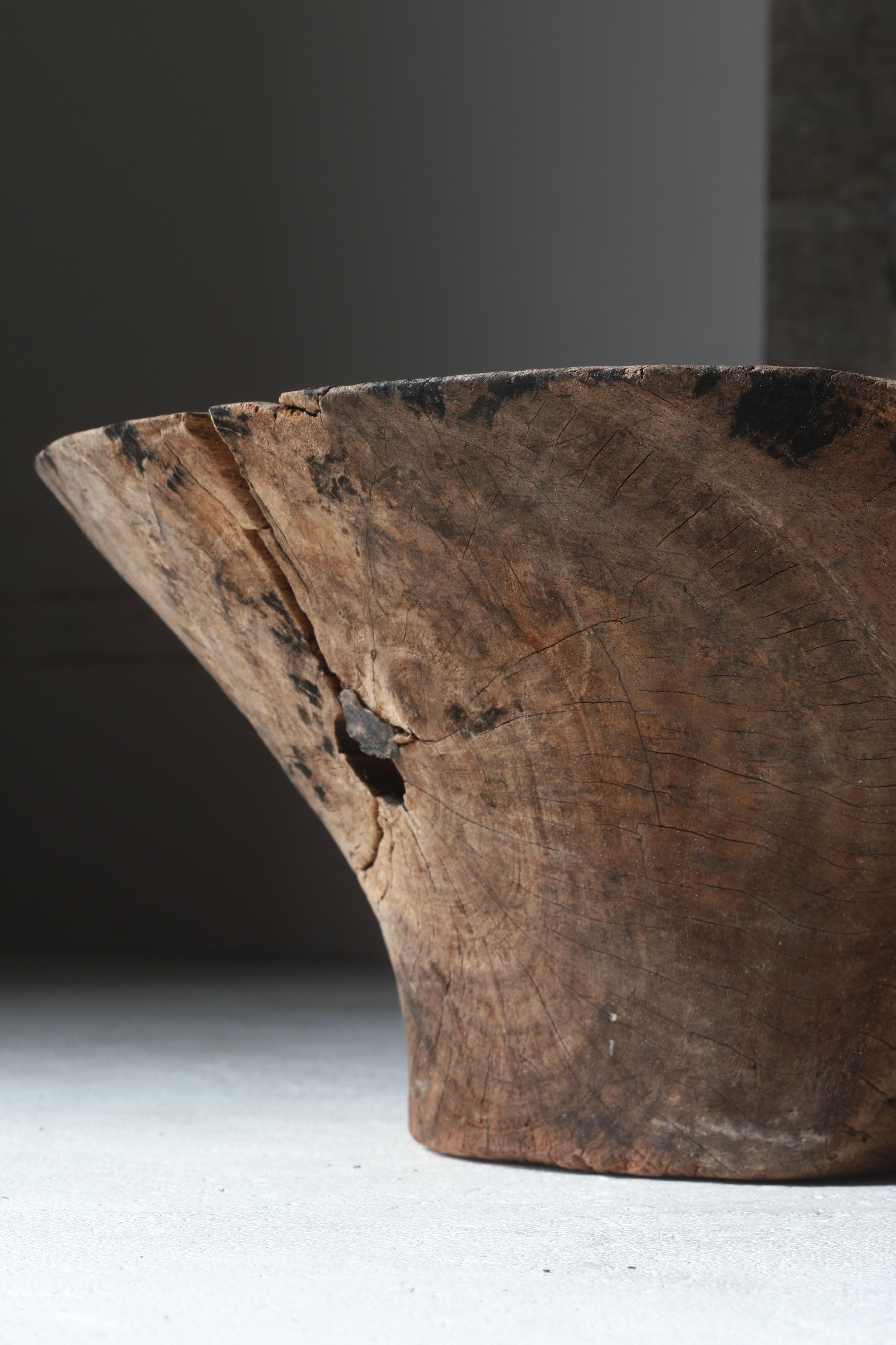 Cuenco de madera antiguo japonés / Objeto / 1868-1912s / Wabi-Sabi Mingei Primitivo 3