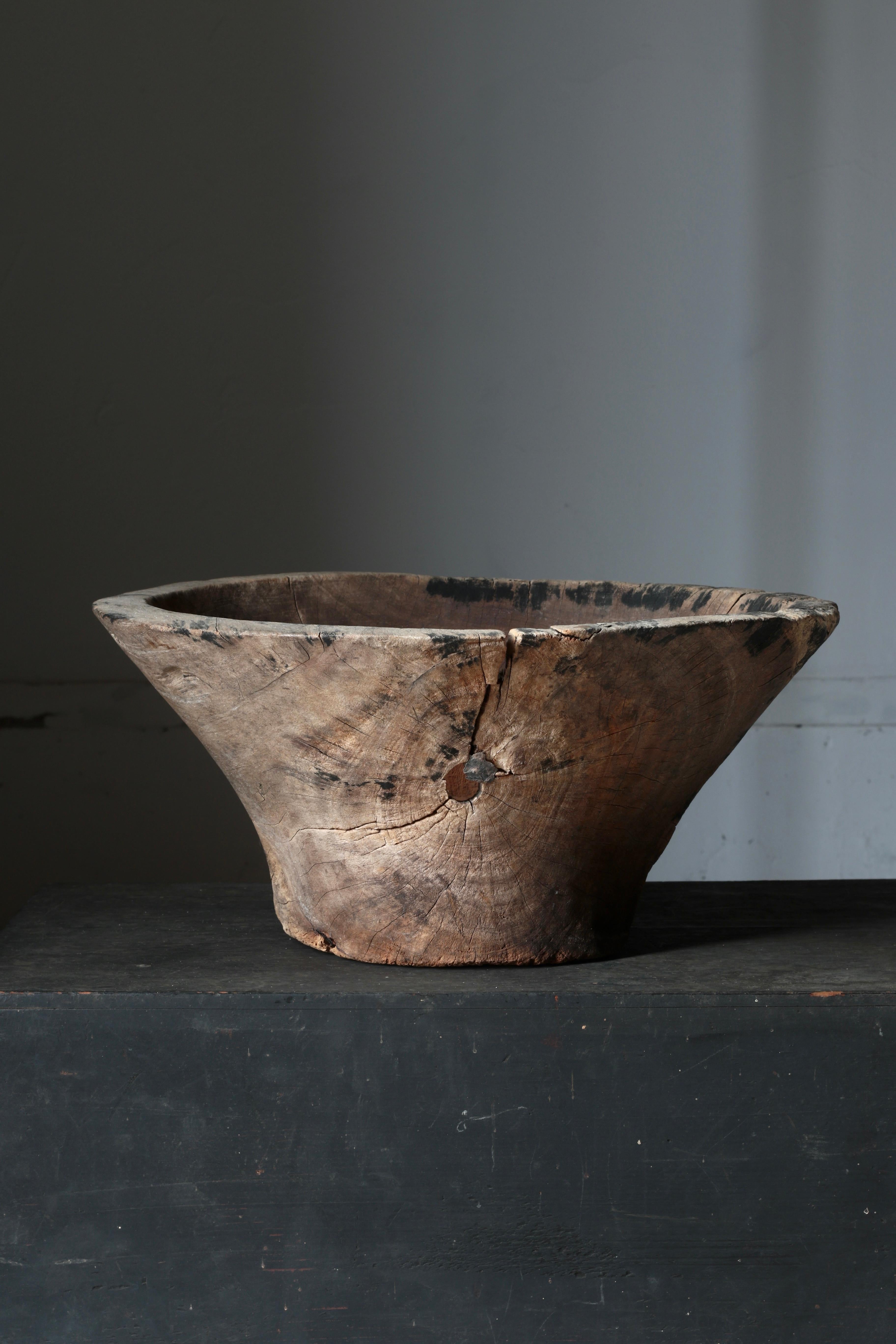 Cuenco de madera antiguo japonés / Objeto / 1868-1912s / Wabi-Sabi Mingei Primitivo 7