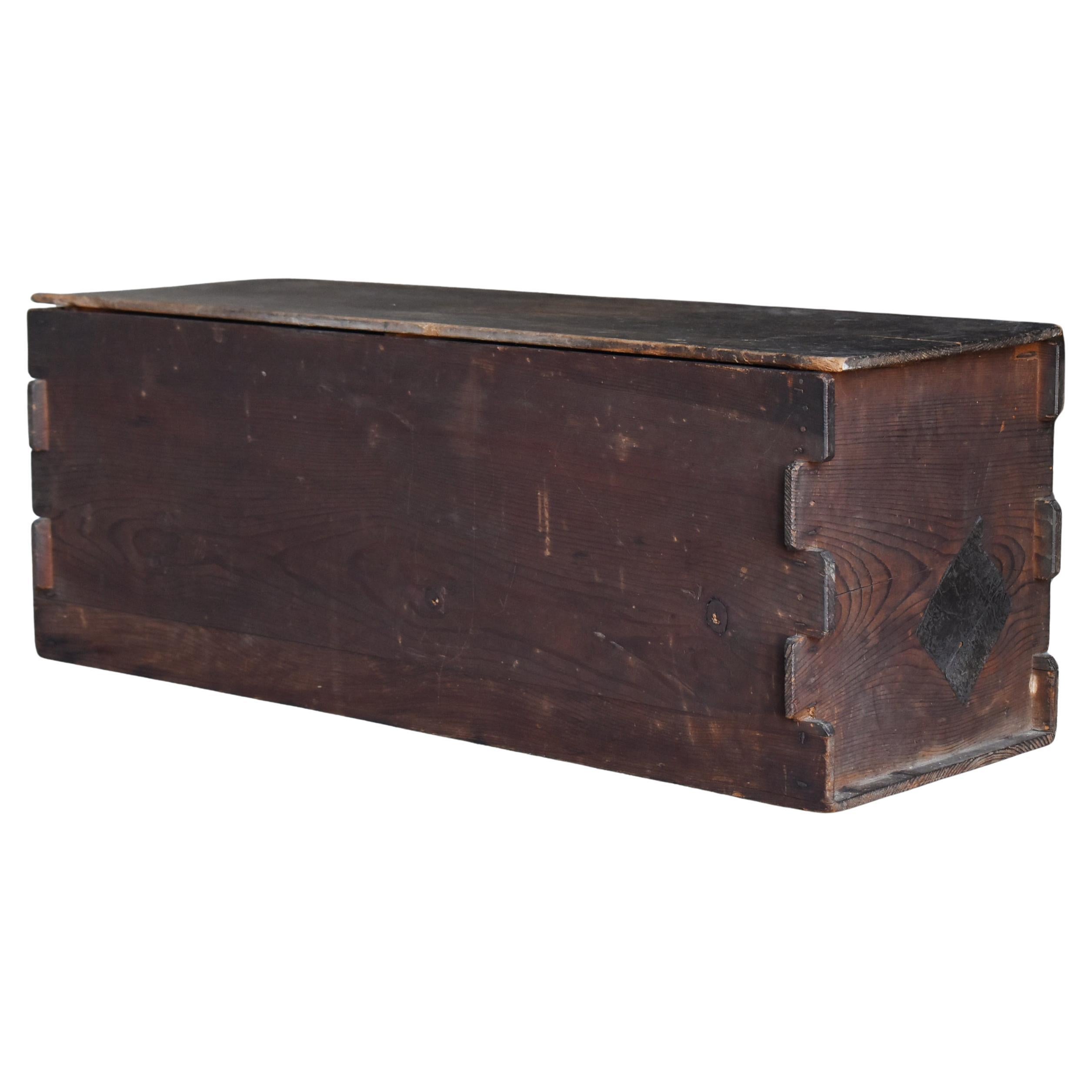 Japanese Antique Wooden Box 1860s-1920s / Sofa Table Storage Box Wabisabi For Sale