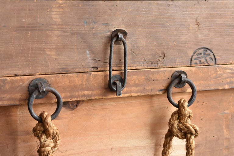 Japanese Antique Wooden Box / Backpack Type / Coffee Table / Square